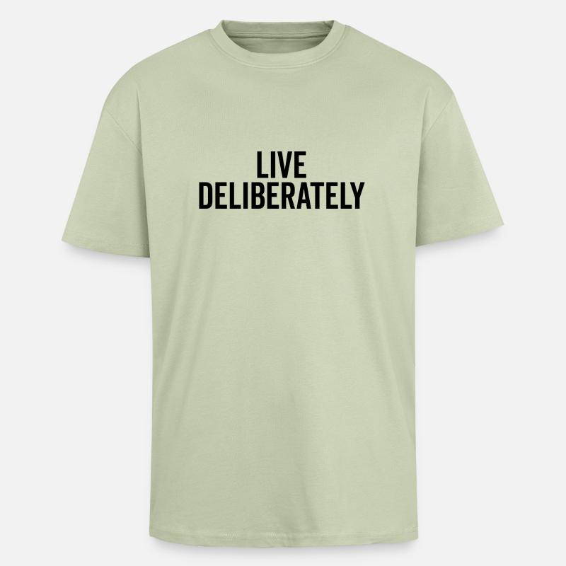 Bewusst leben - Oversized Heavyweight Unisex T-Shirt - Leichtes Salbeigrün