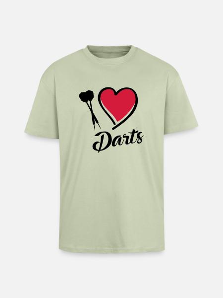 darts i love - Oversized Heavyweight Unisex T-Shirt - Leichtes Salbeigrün