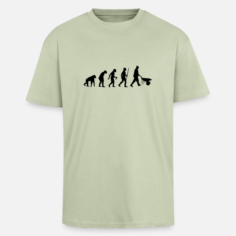 HANDWERKER EVOLUTION (BAUSTELLEN SHIRT) - Oversized Heavyweight Unisex T-Shirt - Leichtes Salbeigrün