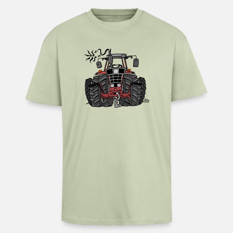 0097 Roter Traktor - Oversized Heavyweight Unisex T-Shirt - Leichtes Salbeigrün 