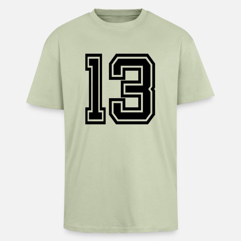 13 - Oversized Heavyweight Unisex T-Shirt - Leichtes Salbeigrün 