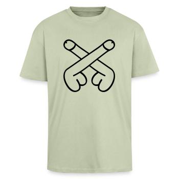 simbolo spesso - T-shirt unisex oversize pesante - verde salvia chiaro  - Fronte - Alina (178cm) & Michal (187cm)