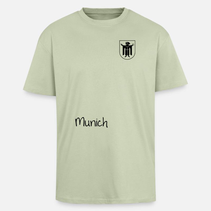 Monaco di Baviera - Monaco e stemma con Münchner Kindl - T-shirt unisex oversize pesante - verde salvia chiaro