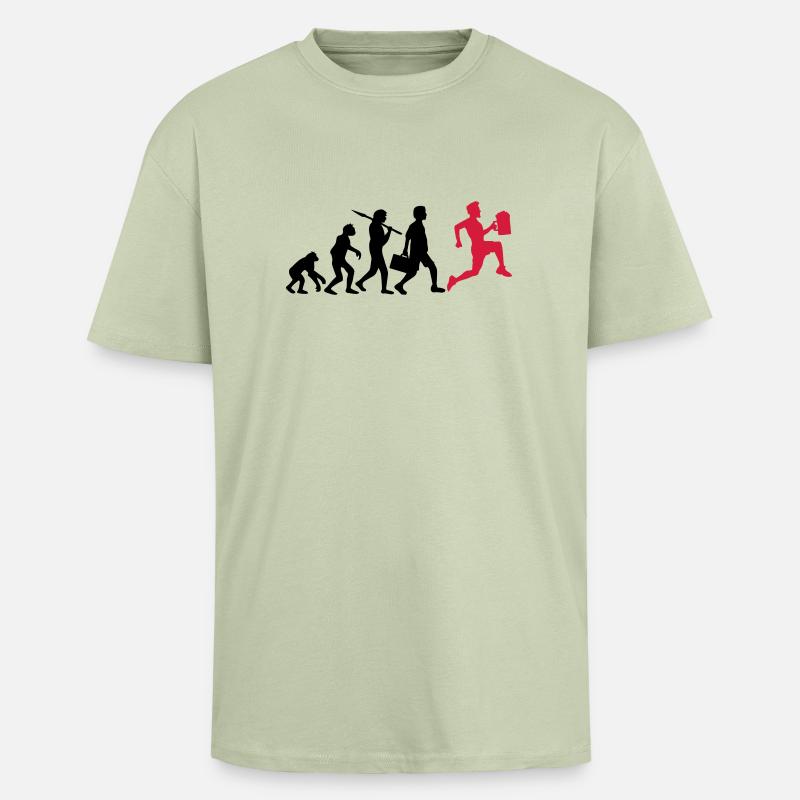 Course boire de bière Evolution - T-shirt unisexe oversize épais - vert sauge léger