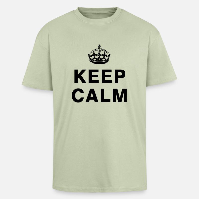 KEEP CALM - Oversized Heavyweight Unisex T-Shirt - Leichtes Salbeigrün 