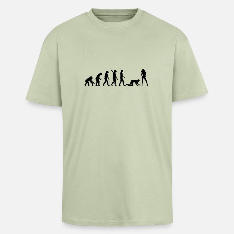 Evolution Ehe - Oversized Heavyweight Unisex T-Shirt - Leichtes Salbeigrün 