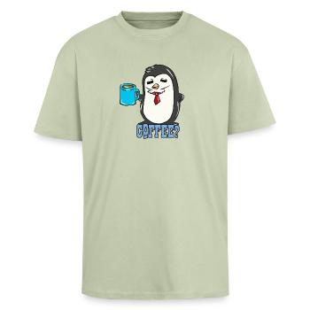 manchot - T-shirt unisexe oversize épais - vert sauge léger  - Devant - Alina (178cm) & Michal (187cm)