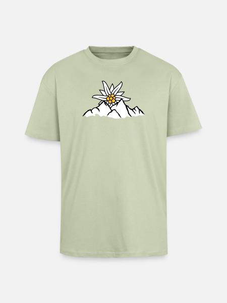 Sun mountain flower Edelweiss - Unisex Oversized Heavyweight T-shirt - soft salvia