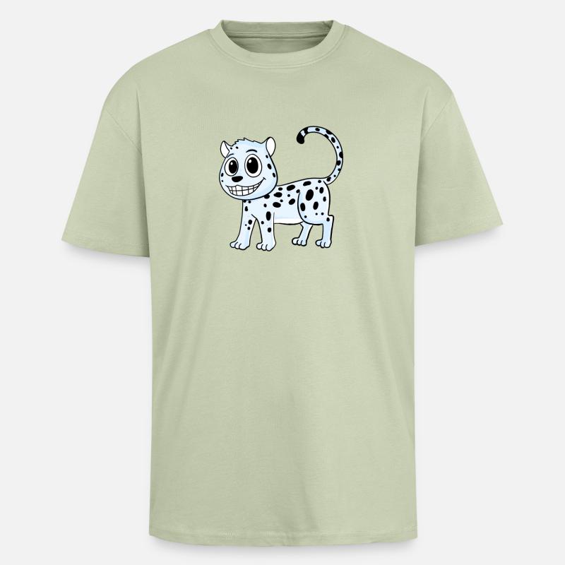 Snow Leopard Leopard - Unisex Oversized Heavyweight T-shirt - soft salvia