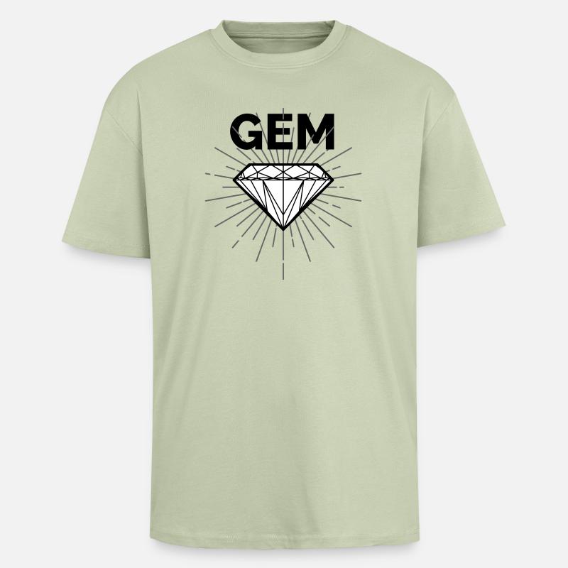 Geometric Diamond Radiation - Unisex Oversized Heavyweight T-shirt - soft salvia 