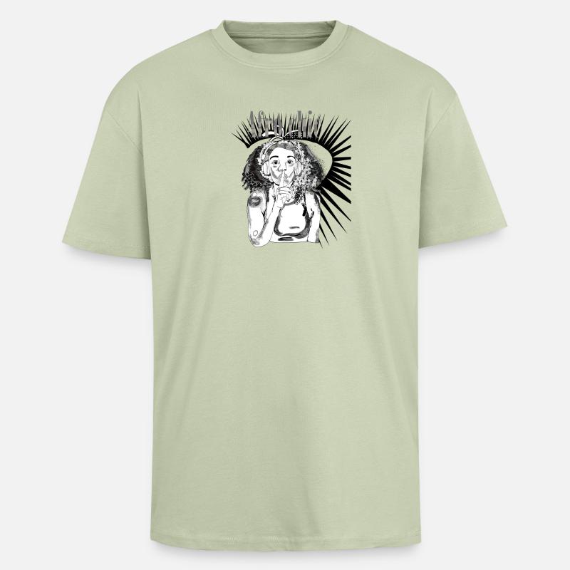 Art afro chic vecter - T-shirt unisexe oversize épais - vert sauge léger 