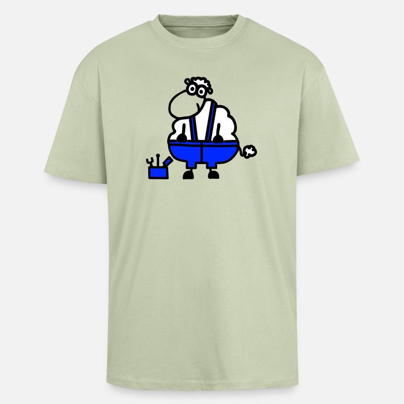 Handwerkerschaf, Held der Arbeit - Oversized Heavyweight Unisex T-Shirt - Leichtes Salbeigrün 