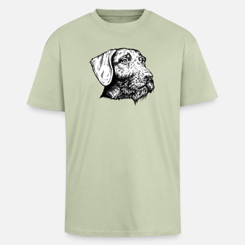 Deutsch Drahthaar Portrait - Oversized Heavyweight Unisex T-Shirt - Leichtes Salbeigrün
