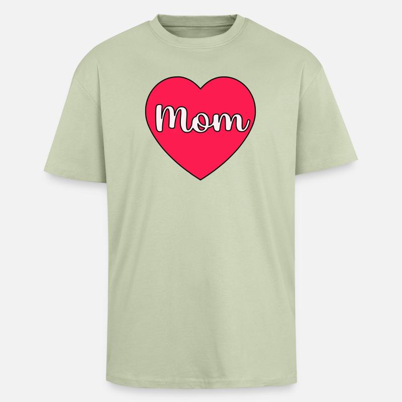 Mama Herz - Oversized Heavyweight Unisex T-Shirt - Leichtes Salbeigrün 