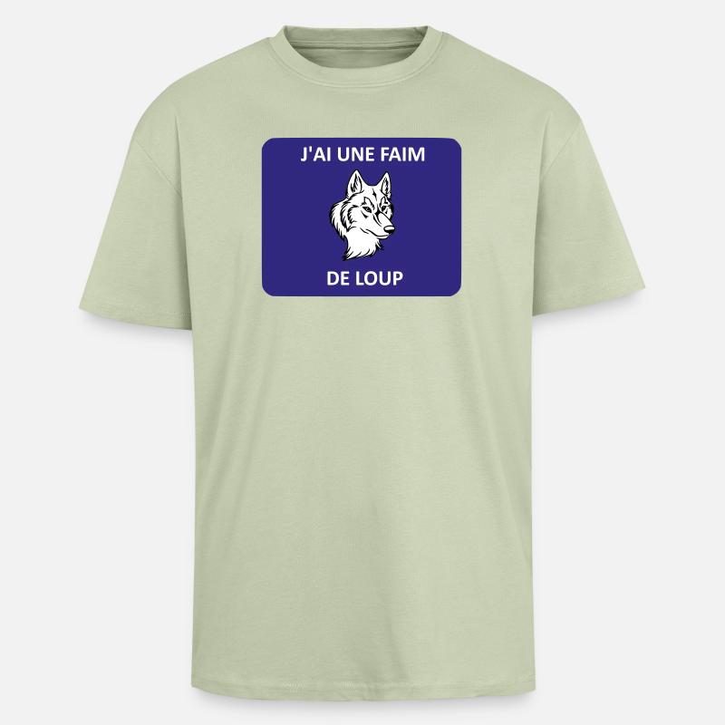 Ich bin hungrig wie ein Wolf - Oversized Heavyweight Unisex T-Shirt - Leichtes Salbeigrün 