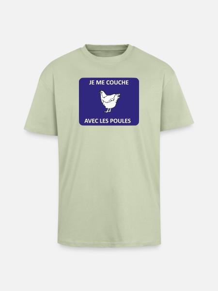 Jeg går i seng med hønsene - Unisex oversized heavyweight t-shirt - lys salviegrøn