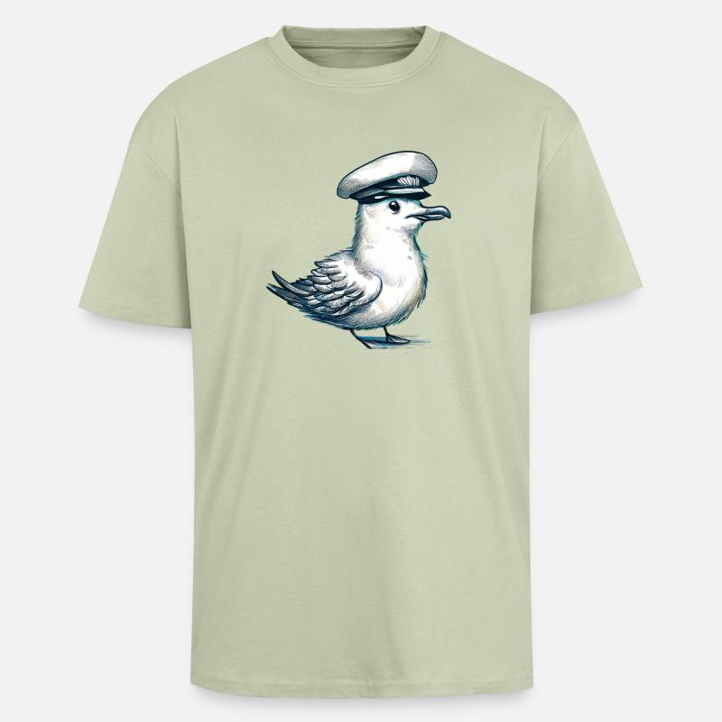 Möwe - Oversized Heavyweight Unisex T-Shirt - Leichtes Salbeigrün 