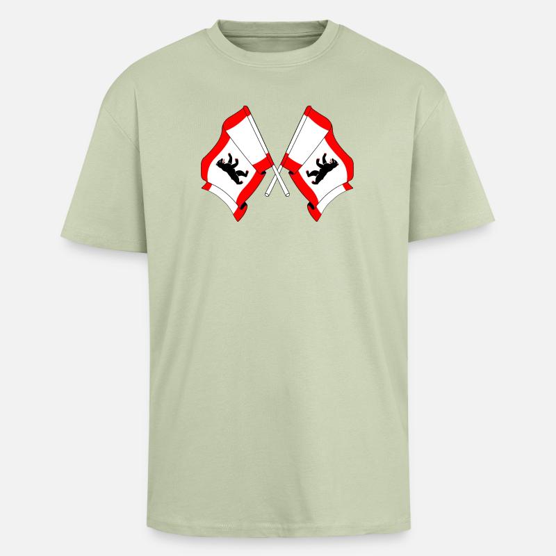 Deux drapeaux Berlin - T-shirt unisexe oversize épais - vert sauge léger 