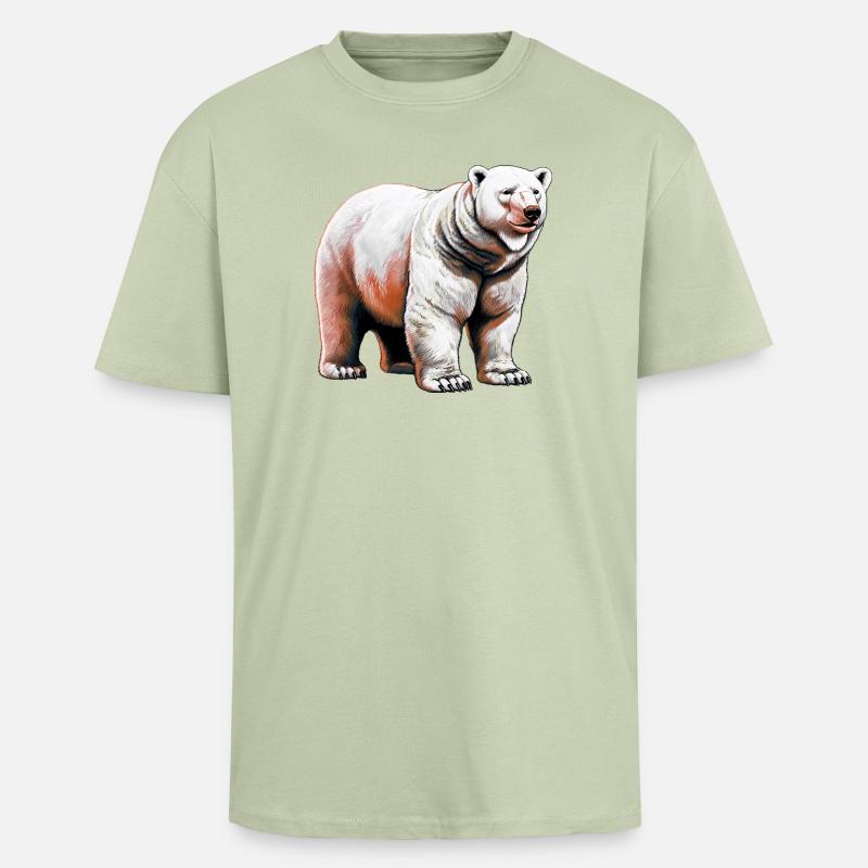 Weißer Eisbär - Oversized Heavyweight Unisex T-Shirt - Leichtes Salbeigrün 