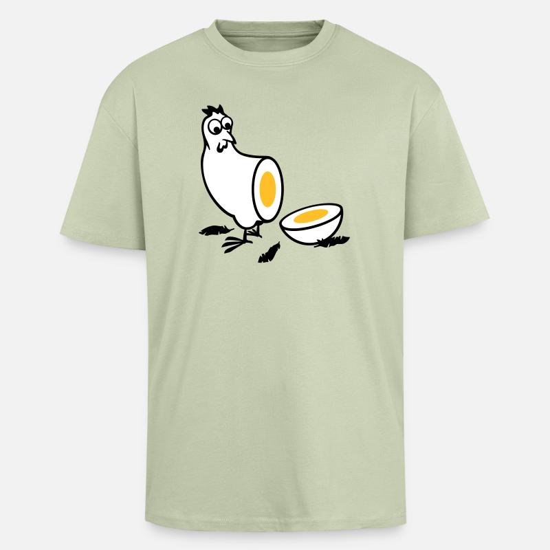 Huhn oder Ei - Oversized Heavyweight Unisex T-Shirt - Leichtes Salbeigrün 