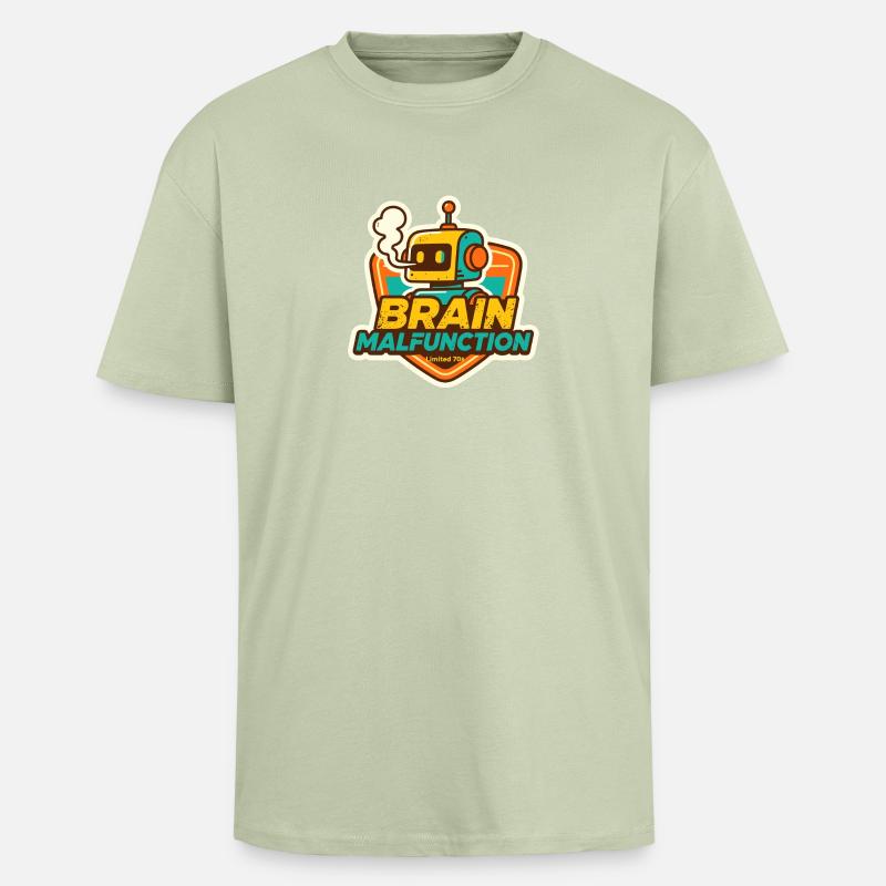 Dysfonctionnement cérébral Conception de robot rétro - T-shirt unisexe oversize épais - vert sauge léger 