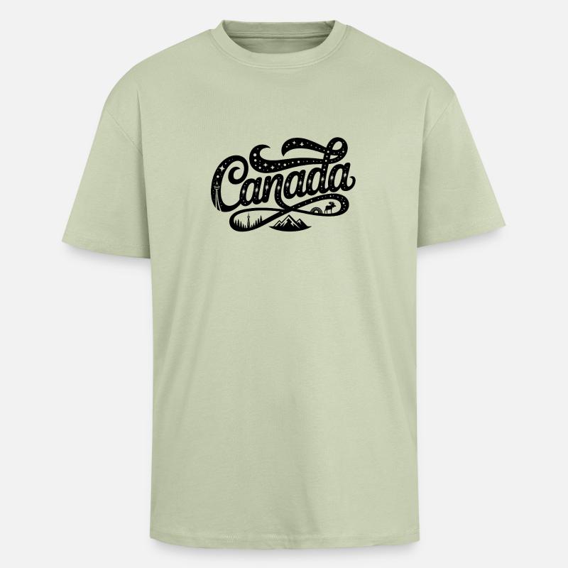 Canada - Conception de souvenirs - T-shirt unisexe oversize épais - vert sauge léger 