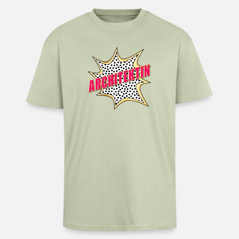 ARCHITECTE DE GESTION DE CONSTRUCTION POP-ART - T-shirt unisexe oversize épais - vert sauge léger 