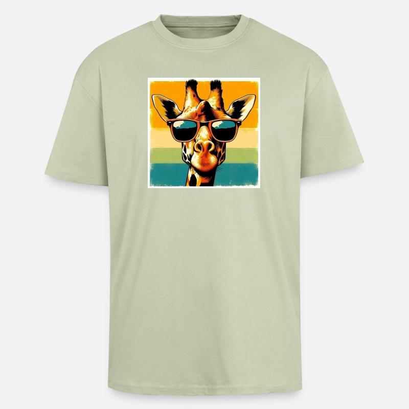 Giraffe - Oversized Heavyweight Unisex T-Shirt - Leichtes Salbeigrün 