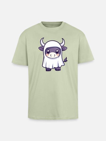 Bull Halloween Ghost - Unisex Oversized Heavyweight T-shirt - soft salvia
