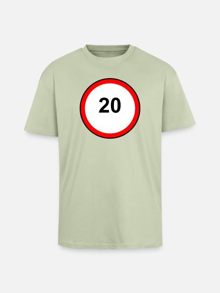 Tempo20 Sign Retro Illustration - Unisex Oversized Heavyweight T-shirt - soft salvia