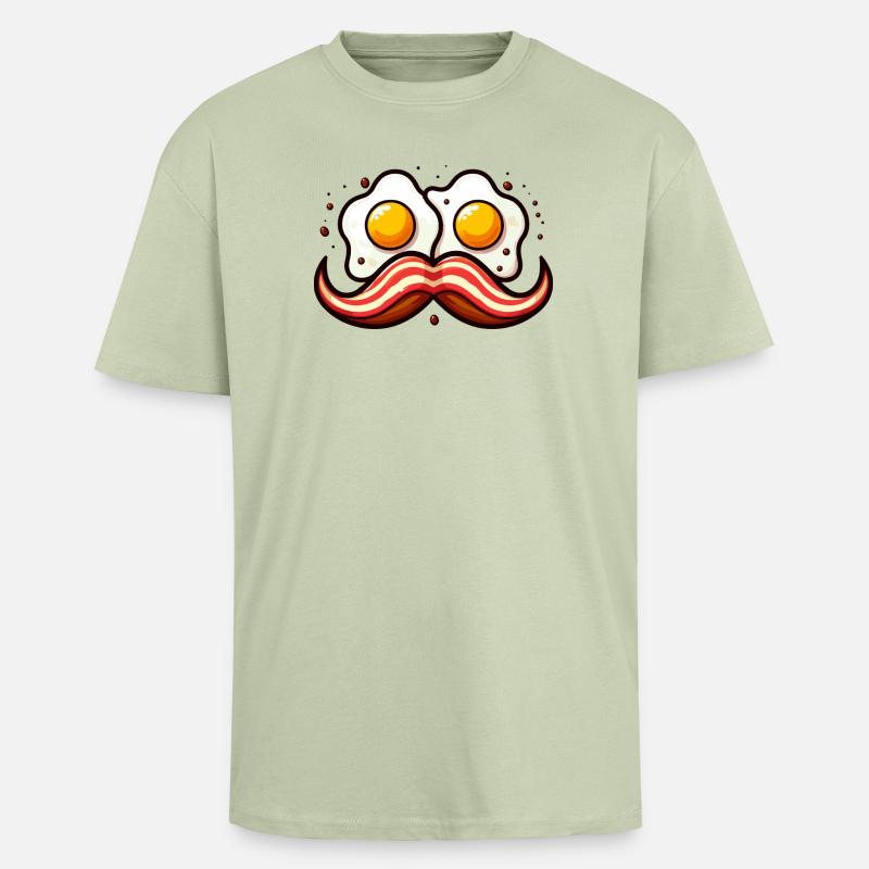 Schnurrbart Eier Duo Karikatur - Oversized Heavyweight Unisex T-Shirt - Leichtes Salbeigrün 