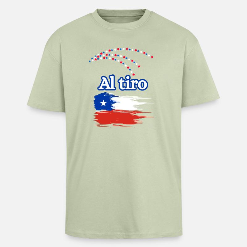 Pinceau drapeau du dialecte chilien - T-shirt unisexe oversize épais - vert sauge léger 