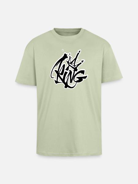 King Graffiti Lettering - Unisex Oversized Heavyweight T-shirt - soft salvia 