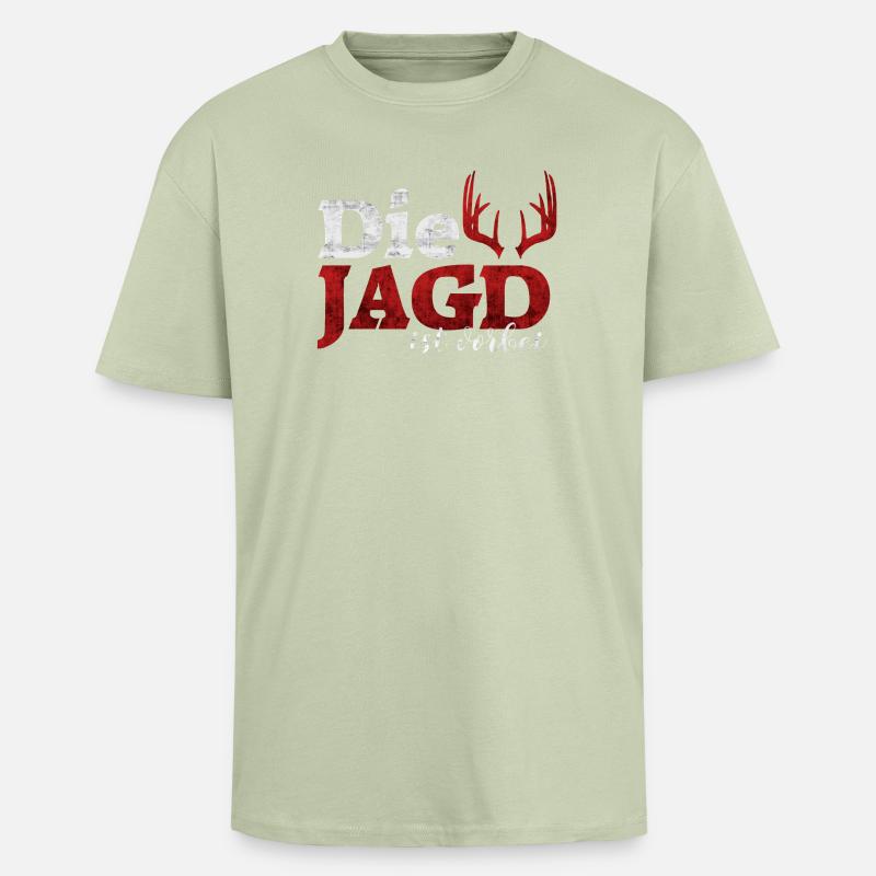 Die Jagd ist vorbei - Oversized Heavyweight Unisex T-Shirt - Leichtes Salbeigrün 