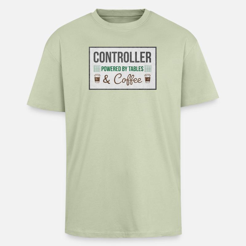 Controller Powered by Tables & Coffee - Oversized Heavyweight Unisex T-Shirt - Leichtes Salbeigrün 