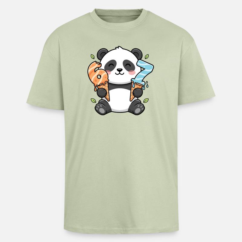 Panda Icecream Delight 67 Meme - Oversized Heavyweight Unisex T-Shirt - Leichtes Salbeigrün