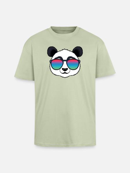 Panda Rainbow Sunglasses - Unisex Oversized Heavyweight T-shirt - soft salvia