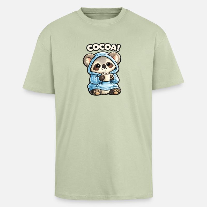 Sweat à capuche Cocoa Panda - T-shirt unisexe oversize épais - vert sauge léger 