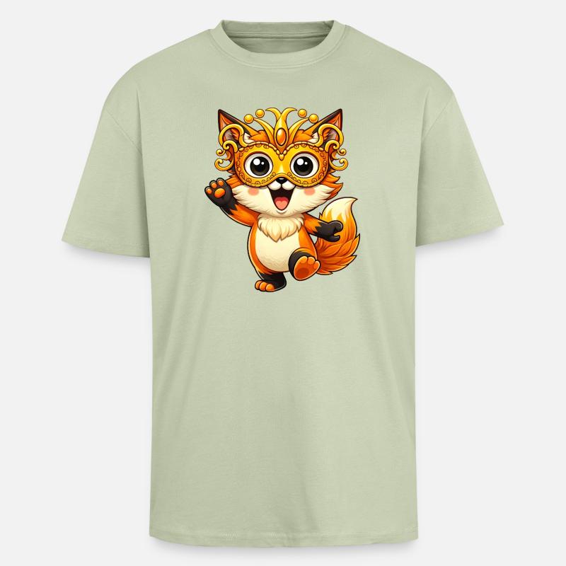 Carnival Fox Disguise Carnival Dancing Joy - Unisex Oversized Heavyweight T-shirt - soft salvia