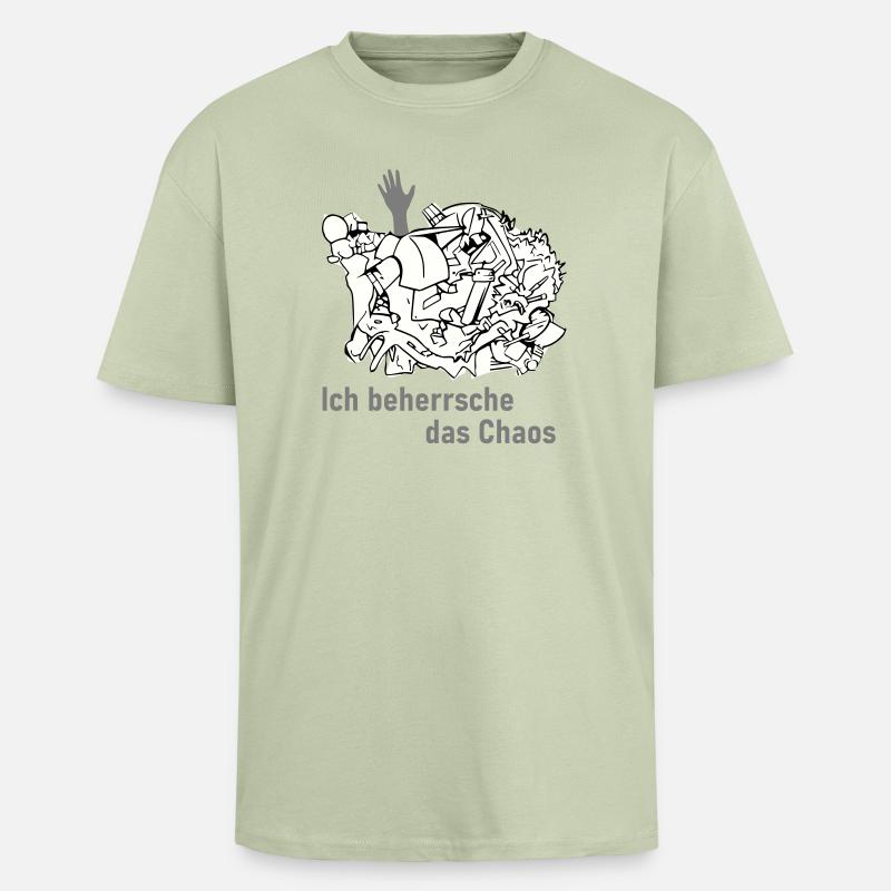 Ich behersche das Chaos - Oversized Heavyweight Unisex T-Shirt - Leichtes Salbeigrün 