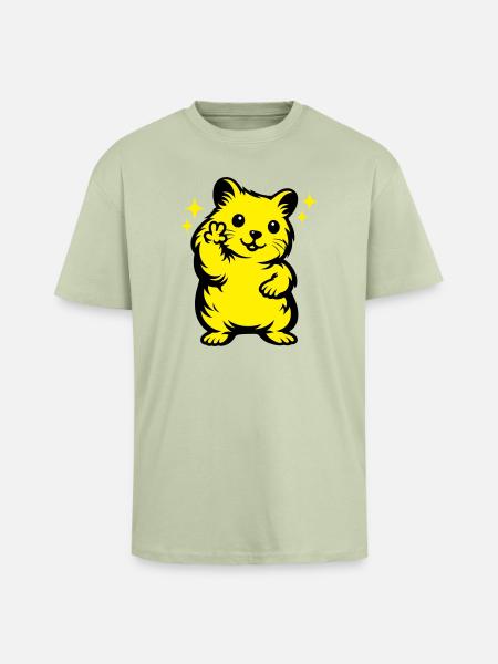 Hamster Cartoon - Unisex Oversized Heavyweight T-shirt - soft salvia