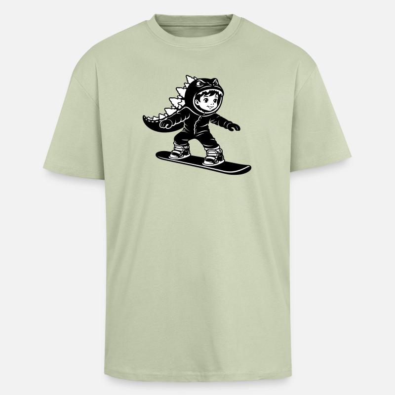 Snowboard Dragon Boy - Unisex Oversized Heavyweight T-shirt - soft salvia 
