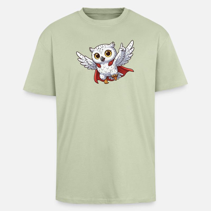 Coole Eule Motivationssprüche Held Schneeeule - Oversized Heavyweight Unisex T-Shirt - Leichtes Salbeigrün 