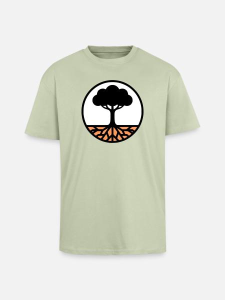 Tree of Life Circle Icon - Unisex Oversized Heavyweight T-shirt - soft salvia 