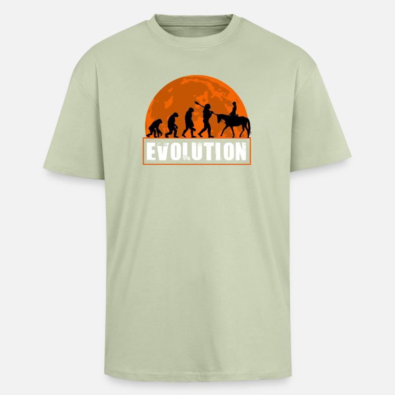 Evolution des Menschen Reitkunst - Oversized Heavyweight Unisex T-Shirt - Leichtes Salbeigrün