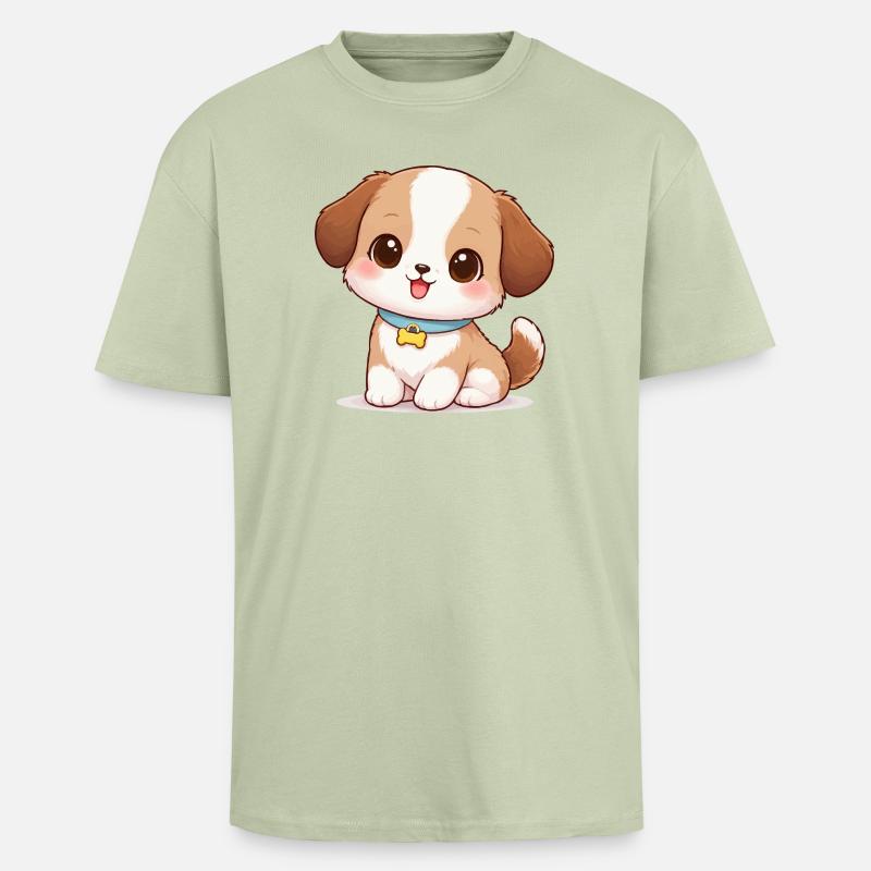 Hund Süß Comic - Oversized Heavyweight Unisex T-Shirt - Leichtes Salbeigrün 