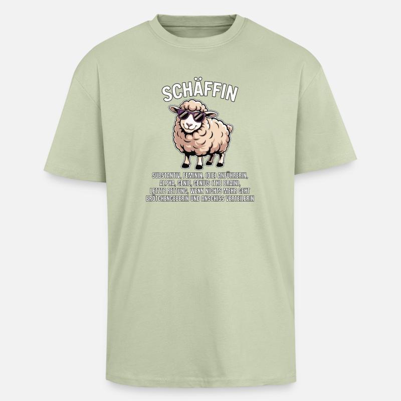 Schäffin - Alpha Schaf mit Sonnenbrille - Oversized Heavyweight Unisex T-Shirt - Leichtes Salbeigrün 