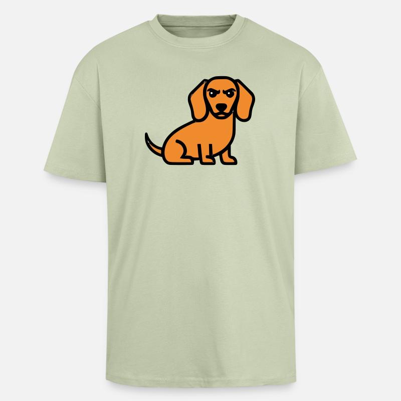 Dackel Hund Braun Comic - Oversized Heavyweight Unisex T-Shirt - Leichtes Salbeigrün 