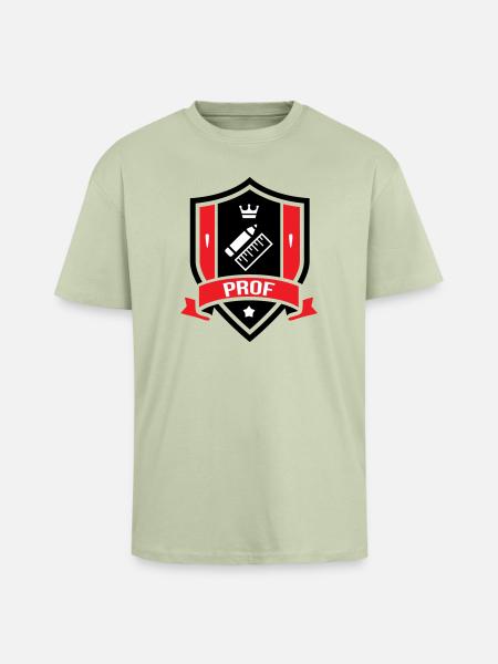 Akademisches Wappen Professor Couronne - Oversized Heavyweight Unisex T-Shirt - Leichtes Salbeigrün 