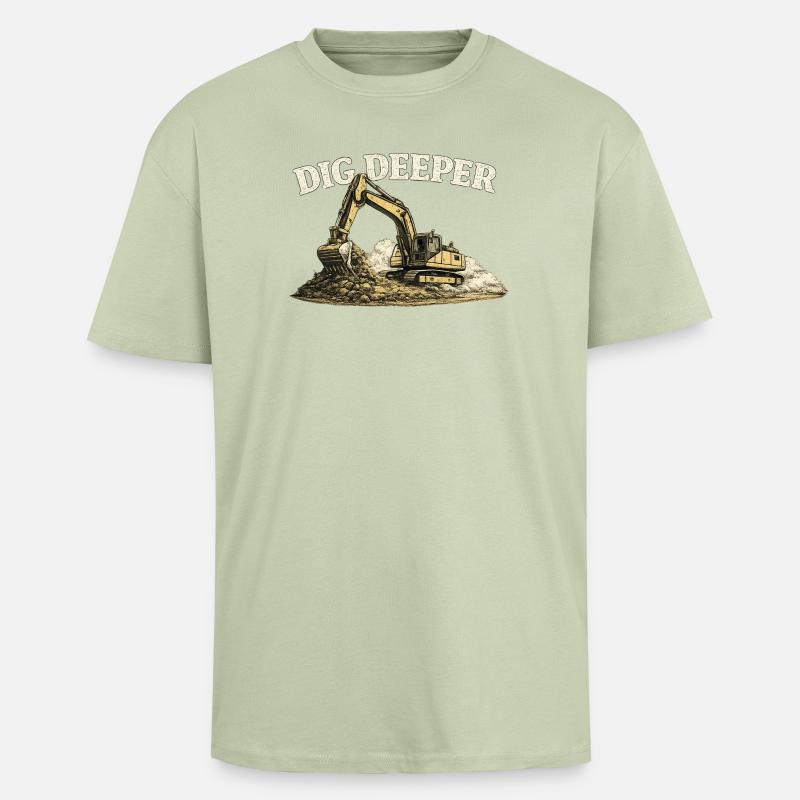 Dig Deeper Bagger Baustelle Baumaschine - Oversized Heavyweight Unisex T-Shirt - Leichtes Salbeigrün